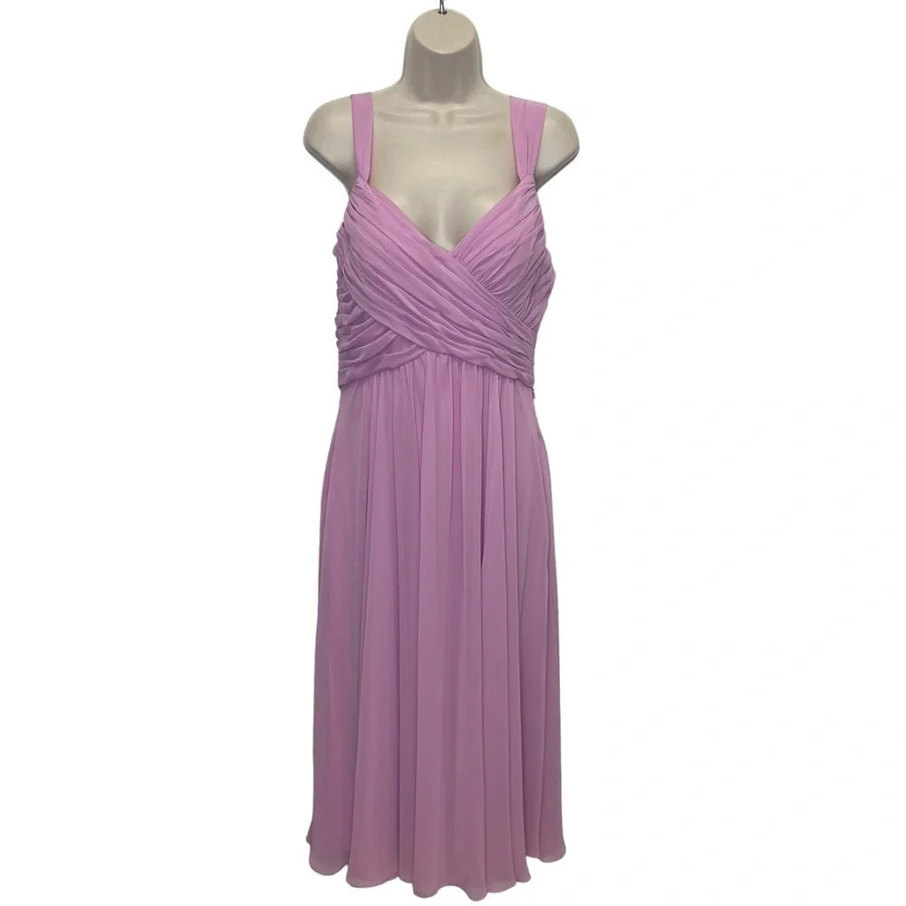 Mori Lee Madeline Gardner midi chiffon bridesmaid dress women’s 12